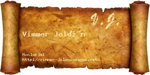 Vimmer Jolán névjegykártya